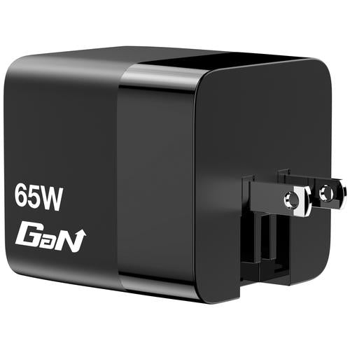 Verbatim GaN Charger 65W 2 Port retractable cable display US plugs with EU and UK adaptors