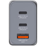 Verbatim GNC-65 GaN Charger 65W with 2 x USB-C PD 65W / 1 x USB-A QC 3.0 (EU/UK/US)