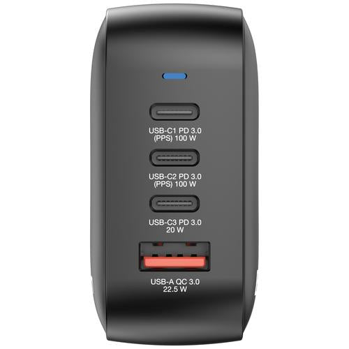 Verbatim Mini GaN Charger 100W 4 Port US plug with EU and UK adaptors