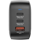 Verbatim Mini GaN Charger 70W 3 Port US plug with EU and UK adaptors