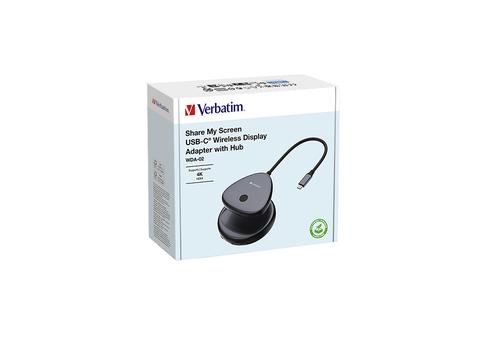 Verbatim Share My Screen USB-C Wireless Display Adapter 4K with Hub WDA-02
