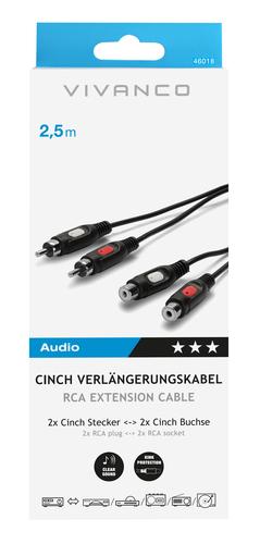 Vivanco 46/01 25 audio cable 2.5 m 2 x RCA Black