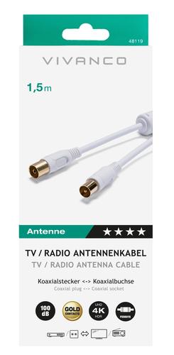 Vivanco 48/30 15GW coaxial cable 1.5 m IEC White