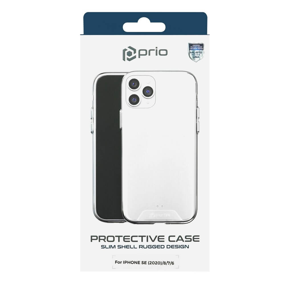 Prio Protective Hybrid Cover for iPhone SE (2022), iPhone SE (2020), iPhone 8, iPhone 7 (clear)