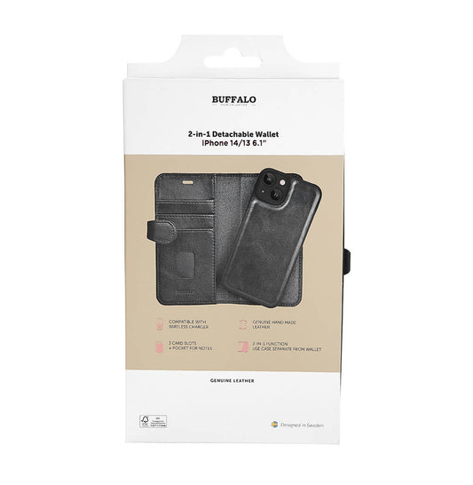 BUFFALO 2in1 Wallet 3 card iPhone 13 / 14 6,1" Black