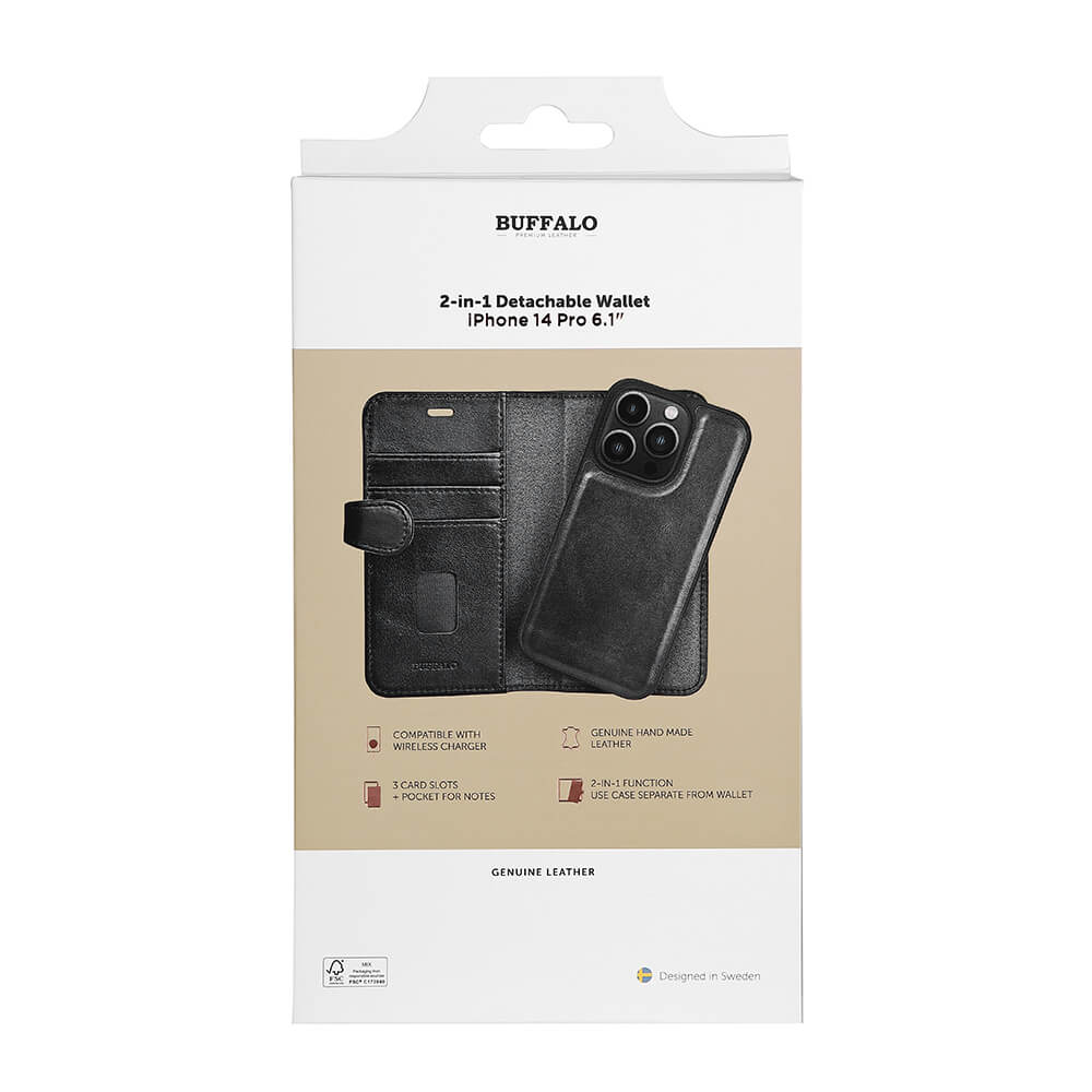 BUFFALO 2in1 Wallet 3 card iPhone 14 Pro 6,1" Black