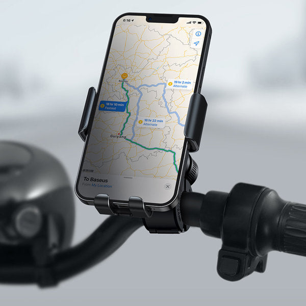 Baseus elektrisk smartphoneholder til cykel med indbygget solpanel 150mAh sort (SUZG010001)