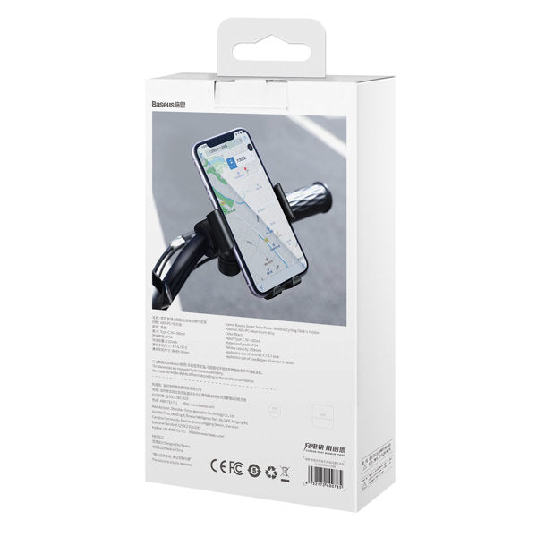Baseus elektrisk smartphoneholder til cykel med indbygget solpanel 150mAh sort (SUZG010001)
