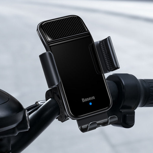Baseus elektrisk smartphoneholder til cykel med indbygget solpanel 150mAh sort (SUZG010001)