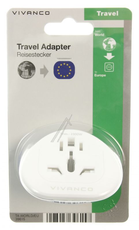 Vivanco World/EU Rejseadapter, HVID - EU