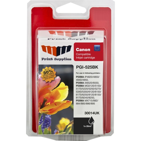 MM Sort blækpatron - Erstatter Canon PG-525 - 20% Ekstra blæk i forhold til original patron